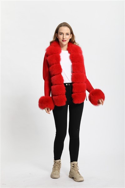 Sou entènèt jwèt Blue fouri cardigan