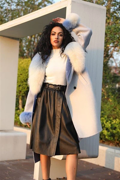 Manto kashmir ak kolye fouri ak manchèt